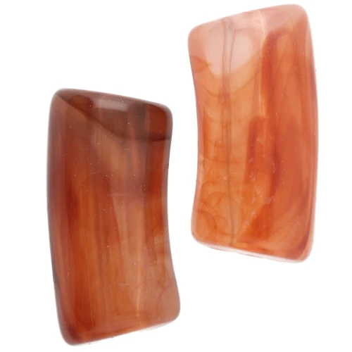 Curved tube beads 29x14 mm in transparent acrylic - Marbled Brown x10