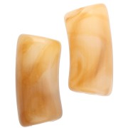 Curved tube beads 29x14 mm in translucent acrylic - Marbled Amber - White x10