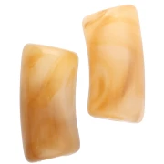 Curved tube beads 29x14 mm in translucent acrylic - Marbled Amber - White x10