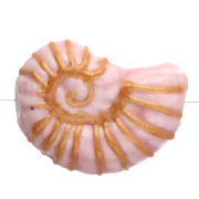 Ceramic shell bead snail 21.5x16.5 mm - Pink - Gold x1
