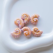 Ceramic shell bead snail 21.5x16.5 mm - Pink - Gold x1