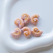 Ceramic shell bead snail 21.5x16.5 mm - Pink - Gold x1