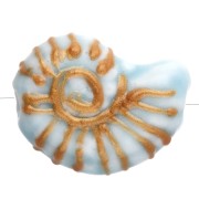 Ceramic shell bead snail 21x16 mm - Blue - Gold x1
