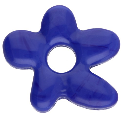 Irregular flower bead 18x17 mm in opaque glass - Dark blue x1