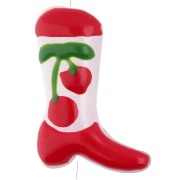 Santiag bead - cowboy boot 24x17 mm glass - Cherry pattern - Red x1