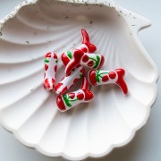 Santiag bead - cowboy boot 24x17 mm glass - Cherry pattern - Red x1