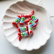 Pearl Santiag - cowboy boot 24x17 mm glass - Flower pattern - Red - Blue