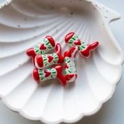 Pearl Santiag - cowboy boot 24x17 mm glass - Heart motif - Red - Green