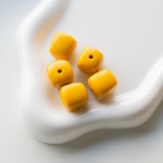 Beads irregular cubes 16x17 mm - second choice - Acrylic opaque - Mustard x10