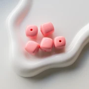 Beads irregular cubes 16x17 mm - second choice - Acrylic opaque - Pink x10