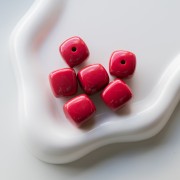 Beads irregular cubes 16x17 mm - second choice - Acrylic opaque Raspberry x10