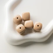 Beads irregular cubes 16x17 mm - second choice - Acrylic opaque - Taupe x10