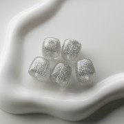 Beads irregular cubes 16x17mm - second choice Transparent Acrylic Silver x10