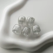 Beads irregular cubes 16x17mm - second choice Transparent Acrylic Silver x10