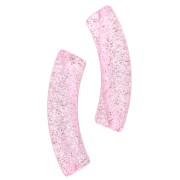 Pink - 32x8 mm curved tube beads in transparent acrylic - Pink Glitter Silver x6 32x8 mm curved tube beads in transparent acrylic - Pink Glitter Silver x6