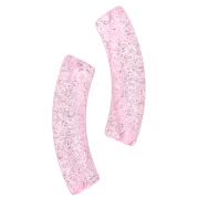 32x8 mm curved tube beads in transparent acrylic - Pink Glitter Silver x6