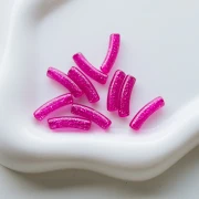 Beads tube curved 19x5 mm transparent acrylic - Fuchsia Glitter Silver x10