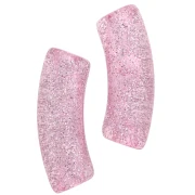 Curved tube beads 35x11 mm in transparent acrylic - Pink Glitter Silver x6