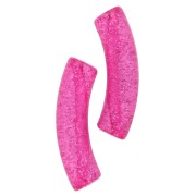 Beads tube curved 32x8 mm acrylic transparent - Fuchsia Glitter Silver x6