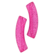 Beads tube curved 32x8 mm acrylic transparent - Fuchsia Glitter Silver x6