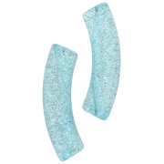 32x8 mm curved tube beads in transparent acrylic - Blue Glitter Silver x6