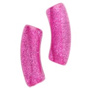 Silver - Beads curved tube 35x11 mm transparent acrylic - Fuchsia Glitter Silver x6 Beads curved tube 35x11 mm transparent acrylic - Fuchsia Glitter Silver x6