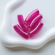 Beads curved tube 35x11 mm transparent acrylic - Fuchsia Glitter Silver x6
