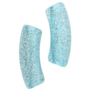 Silver - Curved tube beads 35x11 mm in transparent acrylic - Blue Glitter Silver x6 Curved tube beads 35x11 mm in transparent acrylic - Blue Glitter Silver x6