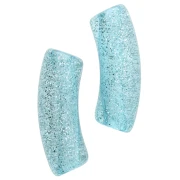 Curved tube beads 35x11 mm in transparent acrylic - Blue Glitter Silver x6