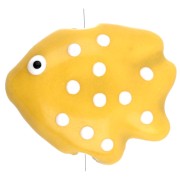 Ceramic fish bead 20x16 mm - Yellow - White x1