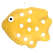 Ceramic fish bead 20x16 mm - Yellow - White x1