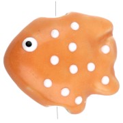 Ceramic fish bead 20x16 mm - Orange - White x1
