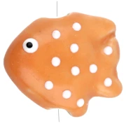 Ceramic fish bead 20x16 mm - Orange - White x1