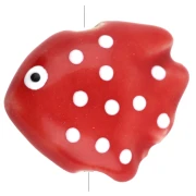 Ceramic fish bead 20x16 mm - Red - White x1