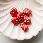 Ceramic fish bead 20x16 mm - Red - White x1