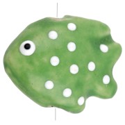 Ceramic fish bead 20x16 mm - Green - White x1