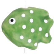 Ceramic fish bead 20x16 mm - Green - White x1