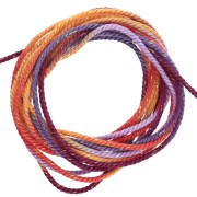 Braided and metallized polyester cord 1.6 mm - Tie and Dye - Yellow - Purple x2m