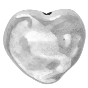 Irregular-shaped, hammered heart-shaped beads, 13.5x14 mm, metallic acrylic, CCB - Silver x8