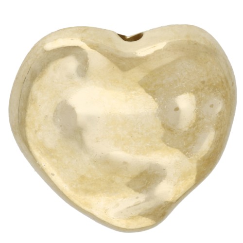 Irregular-shaped, hammered heart-shaped beads, 13.5x14 mm, metallic acrylic, CCB - Gold x8