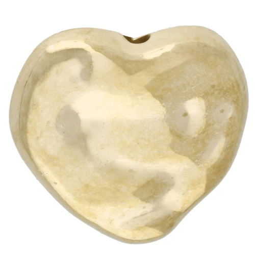 Irregular-shaped, hammered heart-shaped beads, 13.5x14 mm, metallic acrylic, CCB - Gold x8
