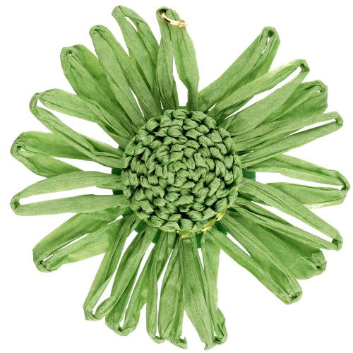 55 mm raffia flower pendants - Green x2
