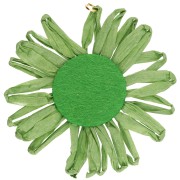 55 mm raffia flower pendants - Green x2