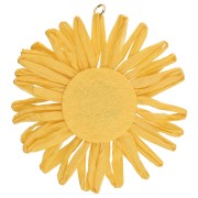 55 mm raffia flower pendants - Yellow x2