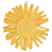 55 mm raffia flower pendants - Yellow x2
