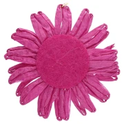 55 mm raffia flower pendants - Fuchsia x2