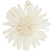 55 mm raffia flower pendants - Ivory x2