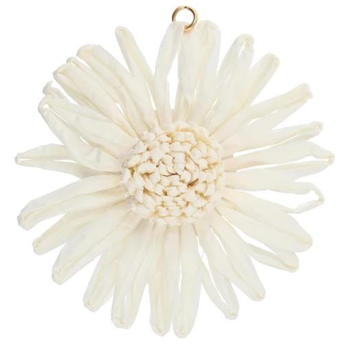 55 mm raffia flower pendants - Ivory x2