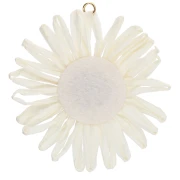 55 mm raffia flower pendants - Ivory x2
