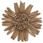 55 mm raffia flower pendants - Beige x2